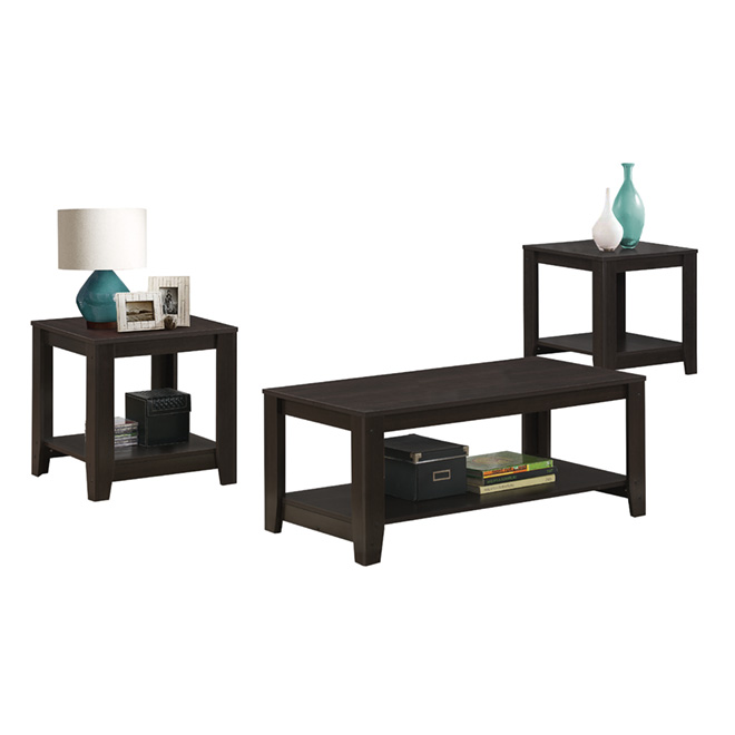 Coffee Table with End Tables Set - Cappuccino