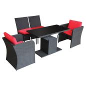 Shanghai Bistro Set - Black/Red - 5 Pieces