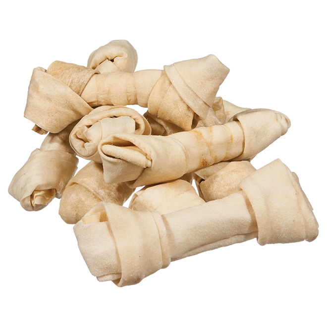 Natural Beef Hide Knotted Bones - 6"-7" - 8-9 Pack