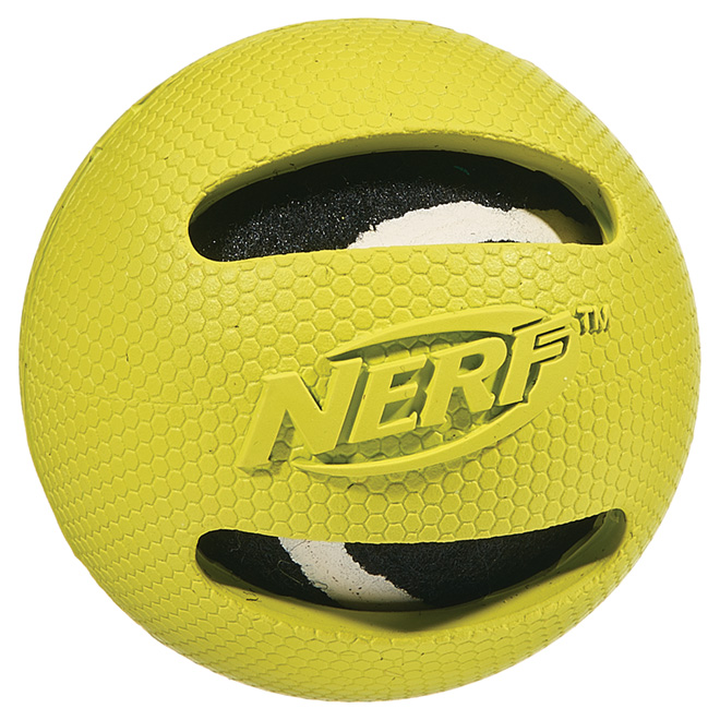 Rubber-Protected Tennis Ball Dog Toy - 3"