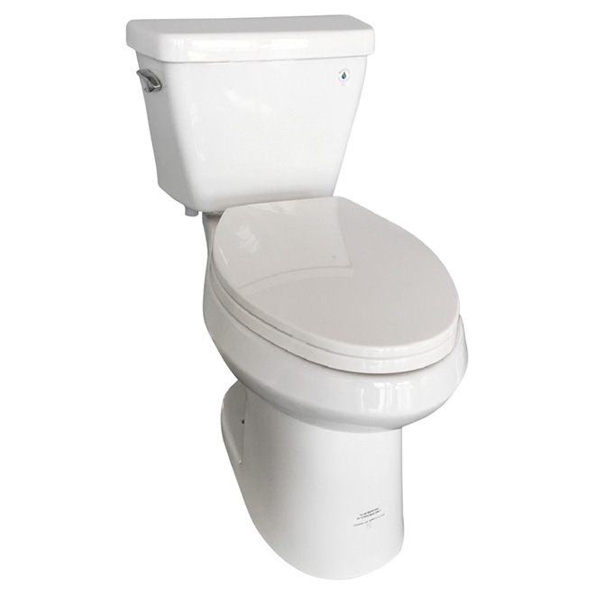 Toilette haute efficacité à cuve allongée, porcelaine, 4,8 l
