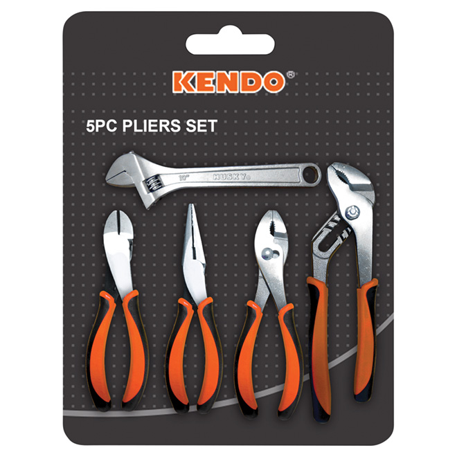 Set of 5 Carbon Steel Pliers of 6", 8" and 10"