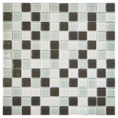 Carreau de mosaïque en verre, 12 po x 12 po, blanche/grise