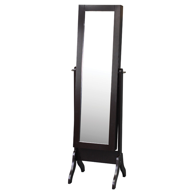 Armoire à bijoux avec miroir, 57,9", espresso