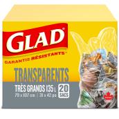 Sac à déchet transparent, 33 gallons, paquet de 20