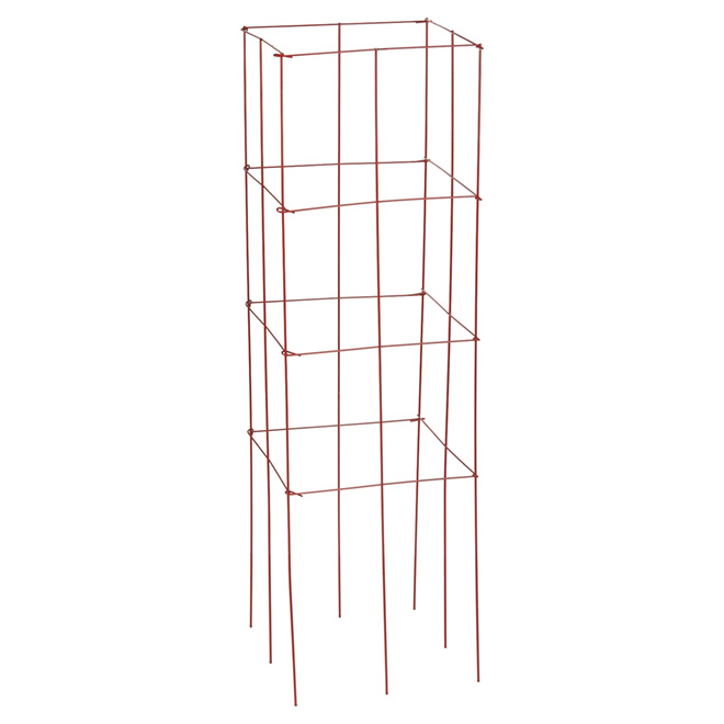 Cage carrée en métal pour tomates et plants, 47 po, rouge
