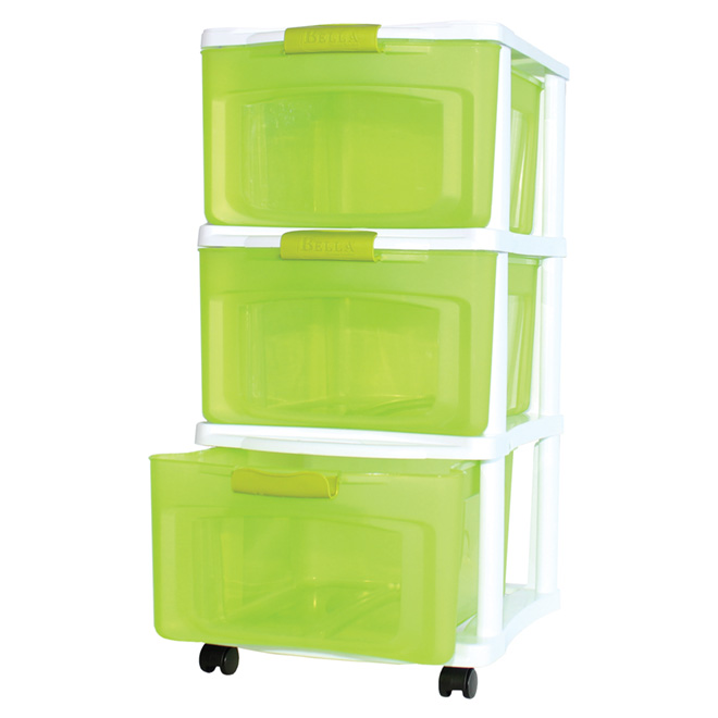 Stackable Storage Drawer - Medium - White/Green