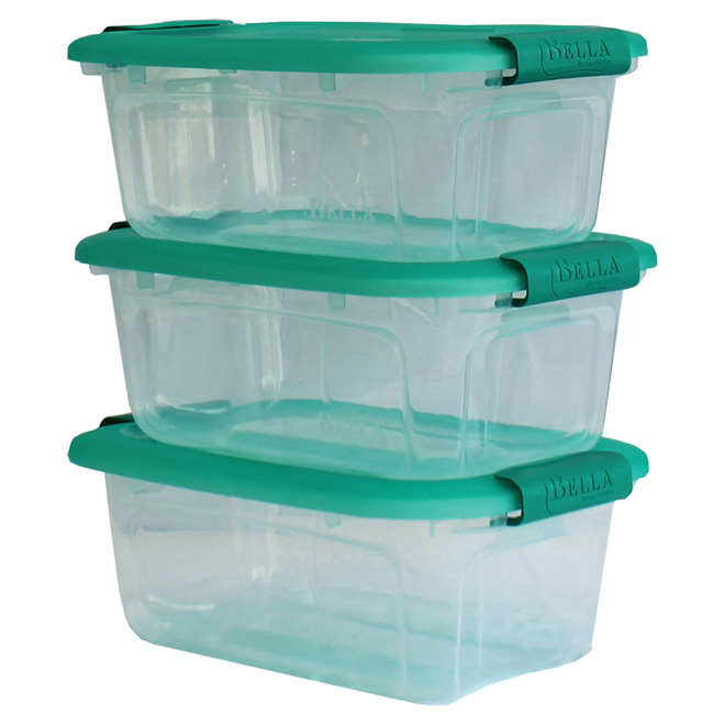 Storage Tote - 5.2 L - Clear/Green - 3-Pack