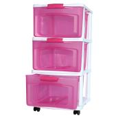 Tiroir de rangement empilable, format moyen, blanc/rose