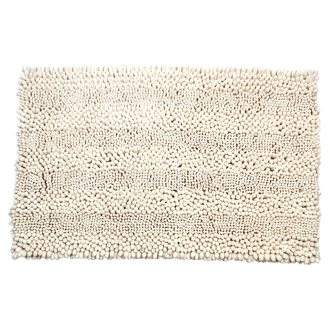 Tapis de bain, tissu chenille, 20" x 32", beige