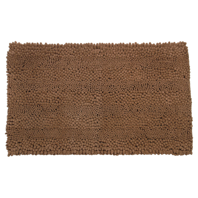 Tapis de bain, tissu chenille, 20" x 32", brun