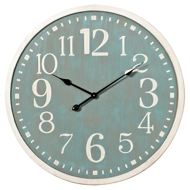 Horloge murale ronde, 70cm x 4,5cm, turquoise