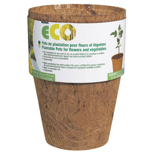 Pots pour plantation biodégradables 4 1/4 po