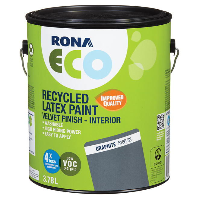 Recycled Latex Paint - Velvet Finish - Graphite - 3.78 L