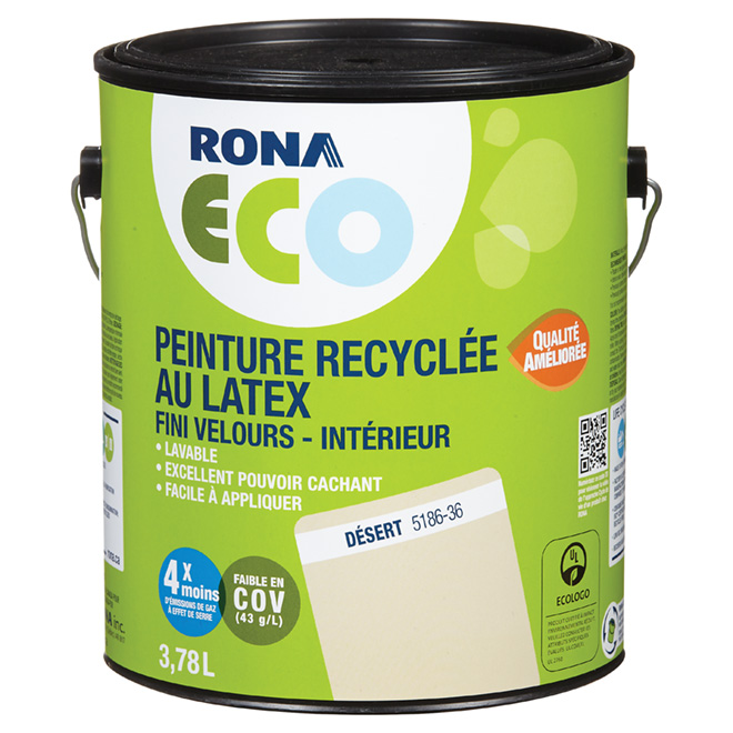 Peinture recyclée au latex, fini velours, Désert, 3,78 l