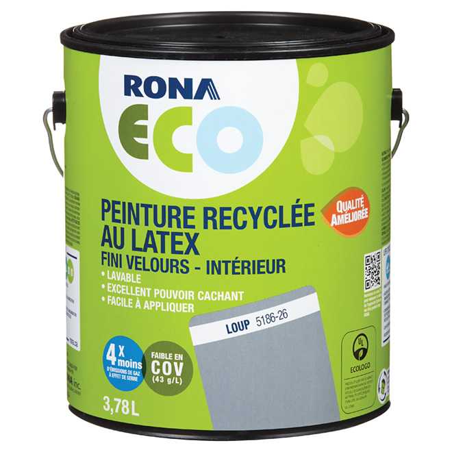 Peinture recyclée au latex, fini velours, Loup, 3,78 l