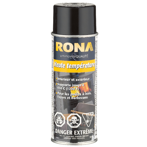 Peinture haute température en aérosol 340g - Noir lustré