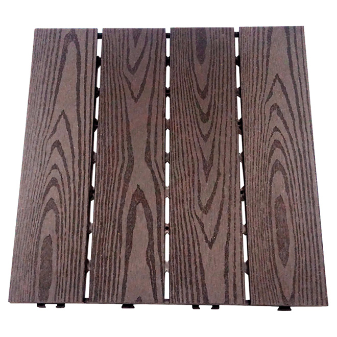 Composite Patio Tile 12 x 12" - Box of 10 - Dark Coffee