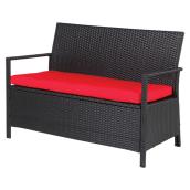 Banc de rangement pour patio Shanghai, noir/rouge