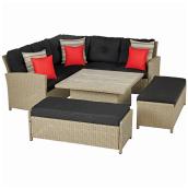 Sectional Dining Set - Hampton - Grey/Black - 6 Places