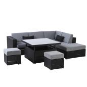 Patio Sectional Seating Set - Soho - Grey/Black - 5-7 Places