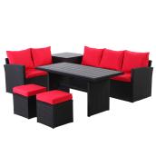 Patio Conversation Set - Shanghai - Red/Black - 7 Places
