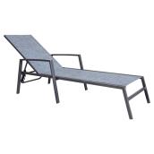Chaise longue de patio réglable Manhattan, empilable, gris