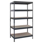 Étagère 5 tablettes, 14 x 34 x 70 po, métal gris foncé