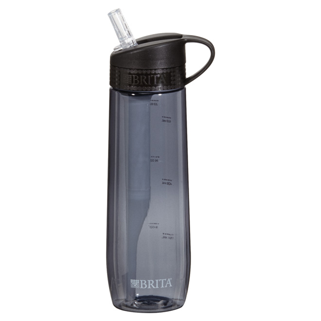 Hard-Sided Water Bottle with Filter - 700 ml - Black