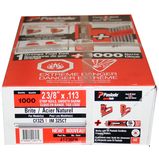 Cartouches de gaz « Quicklode(MC) » et clous, 2 3/8 po