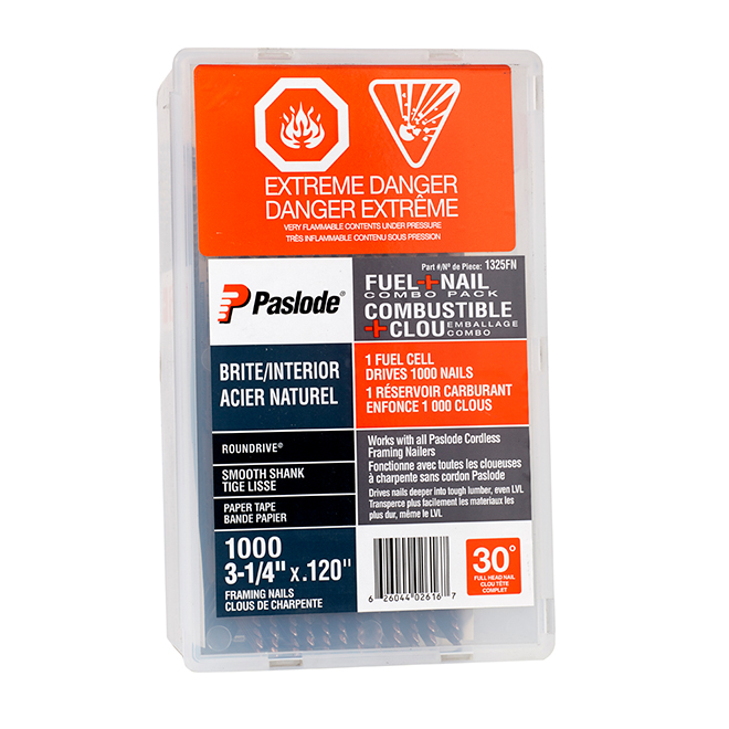 "Quicklode(TM)" Framing Fuel and Nail Pack- 3 1/4"