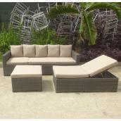 Patio Sectional Set with Lounger Chair - Boris - Beige