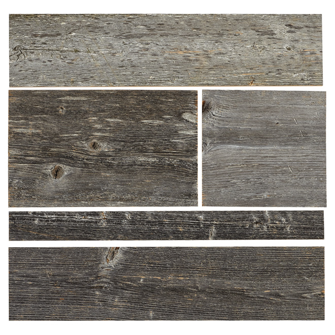 Panneau mural, véritable bois de grange, 2" à 10", gris
