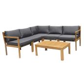 Acacia Wood Patio Set - Sao Paulo - Natural/Black - 5 Places