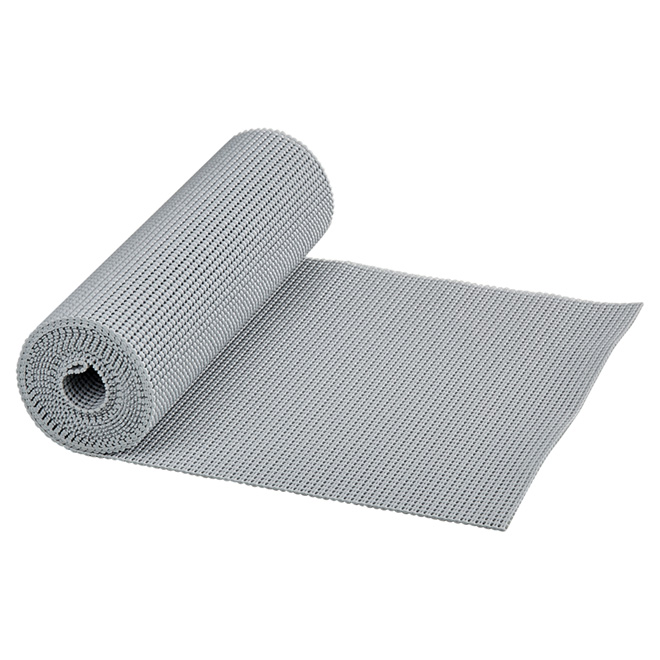 Revêtement de tablette non-adhésif en PVC, 12" x 10', gris
