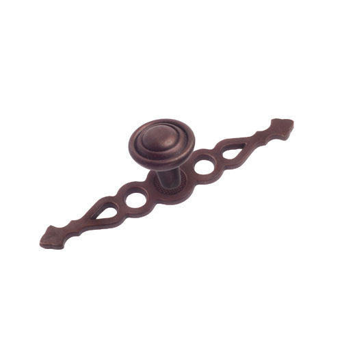 Metal Knob and plate Hammered Rust