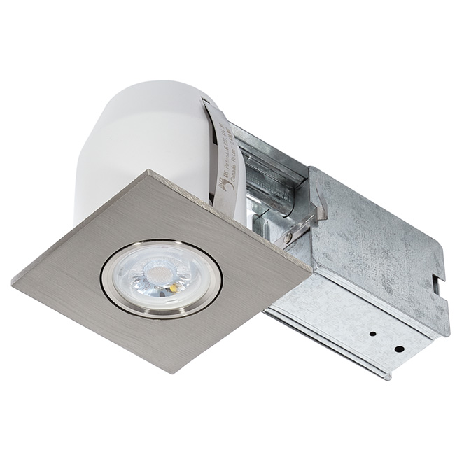 Luminaire encastré DEL carré, 7 W, acier brossé