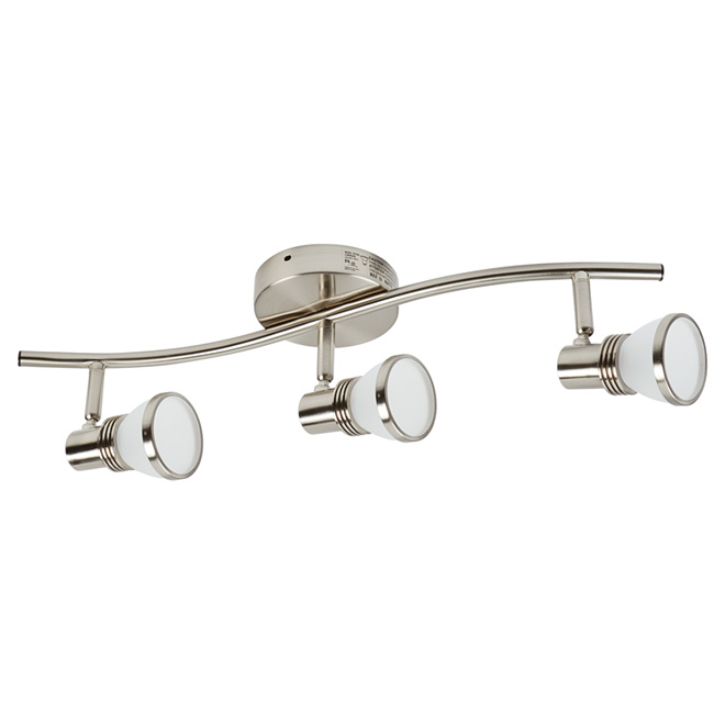 Luminaire sur rail à 3 lumières DEL « Accent », acier brossé