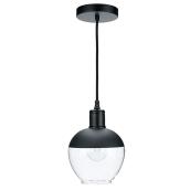 Suspension, 1 lumière, globe en verre clair, noir