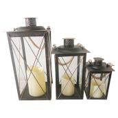 Candle Lantern Set - Plastic - Black - 3 Pieces