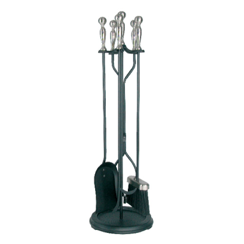 5-Piece Fireplace Tool Set - Chrome/Black