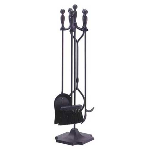 Ensemble de 5 accessoires pour foyer, noir