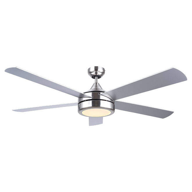 5Blade Ceiling Fan with Light 52" PVC Nickel RONA