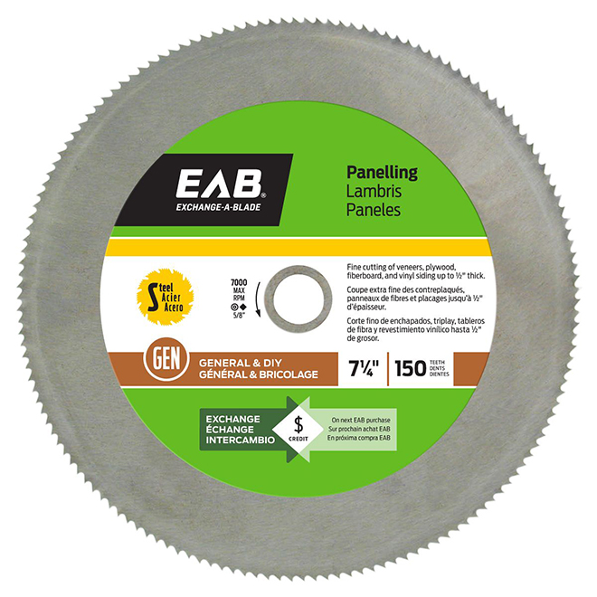 Lame de scie circulaire en acier pour lambris, 7 1/4 po