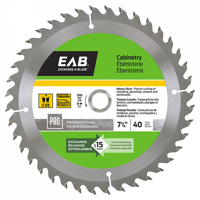Cabinetry Circular Saw Carbide Blade - 7" - 40TH