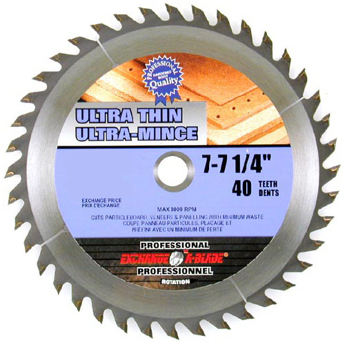 Lame de scie circulaire 40 dents, 7 1/4", acier/carbure
