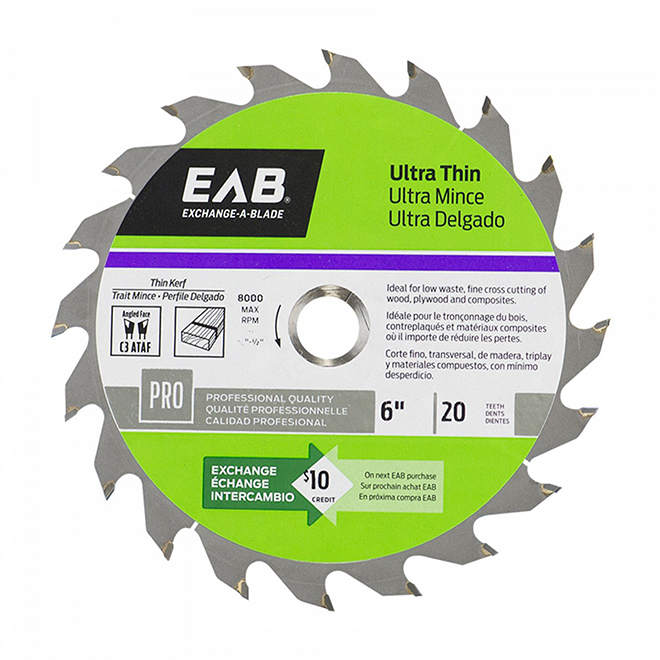 Circular Saw Blade - 20-tooth - 6" - Steel/Carbide