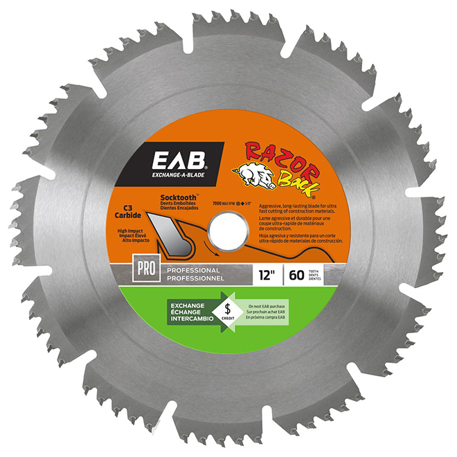 Lame de scie au carbure « Razor Back », 12 po, 60 DT