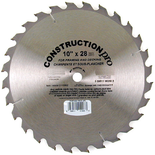 Lame de scie circulaire 40 dents, 10", acier/carbure
