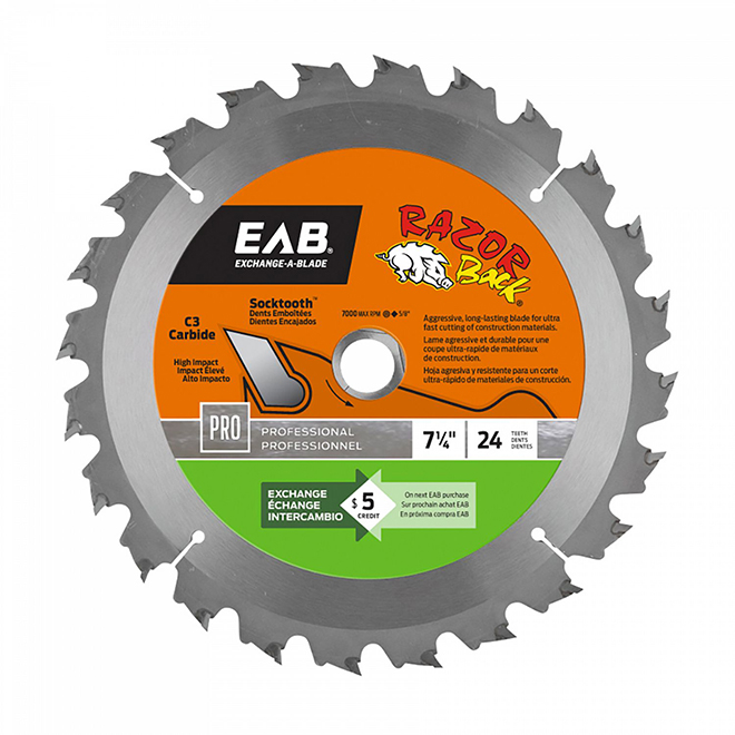 "Razor Back" Saw Carbide Blade - 7 1/4" - 24TH